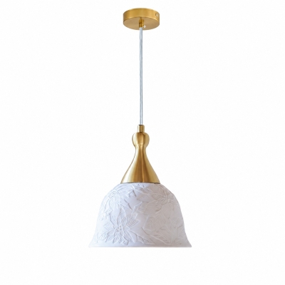 Embossed ceramic dome white pendant chandelier