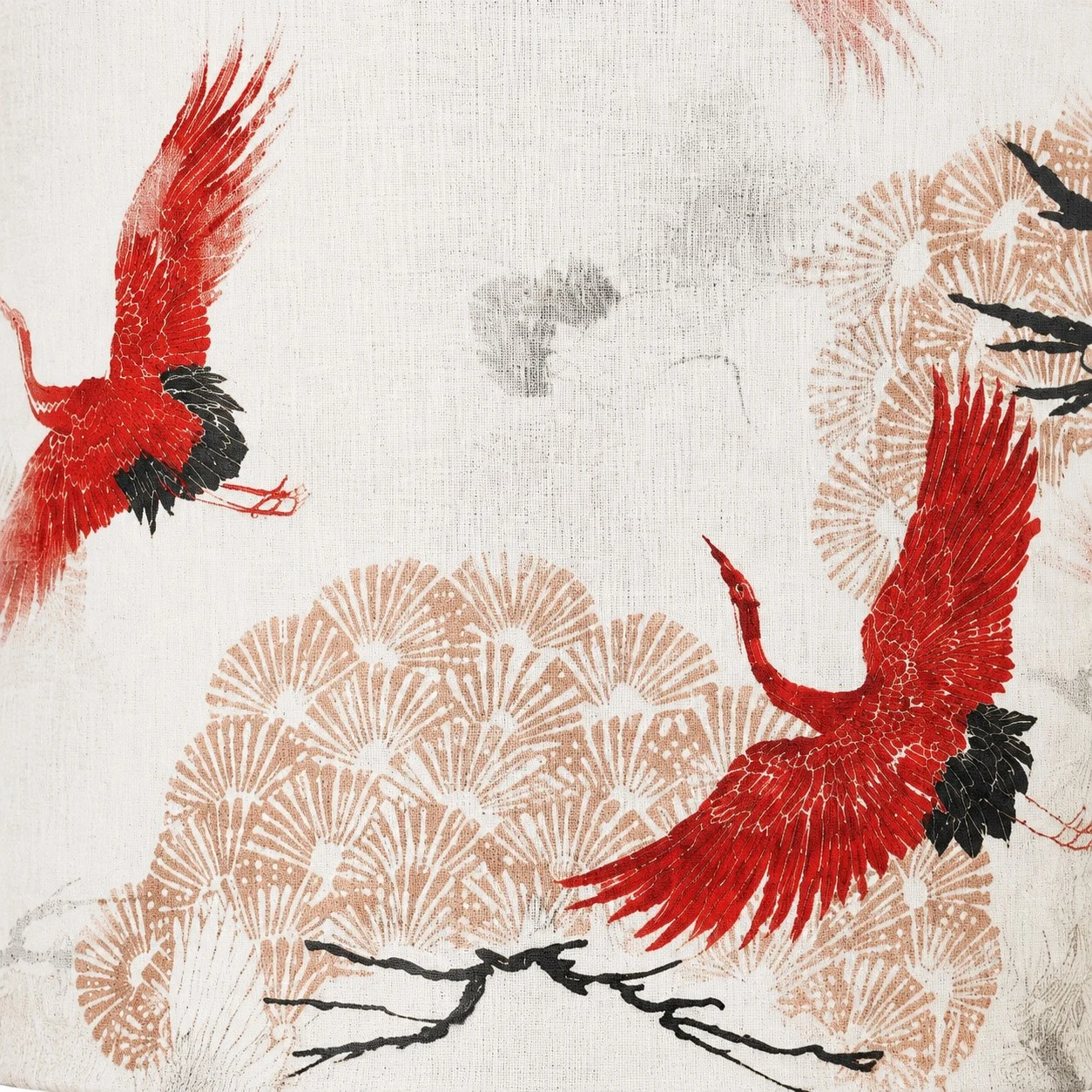Fabric shade crane pattern detail