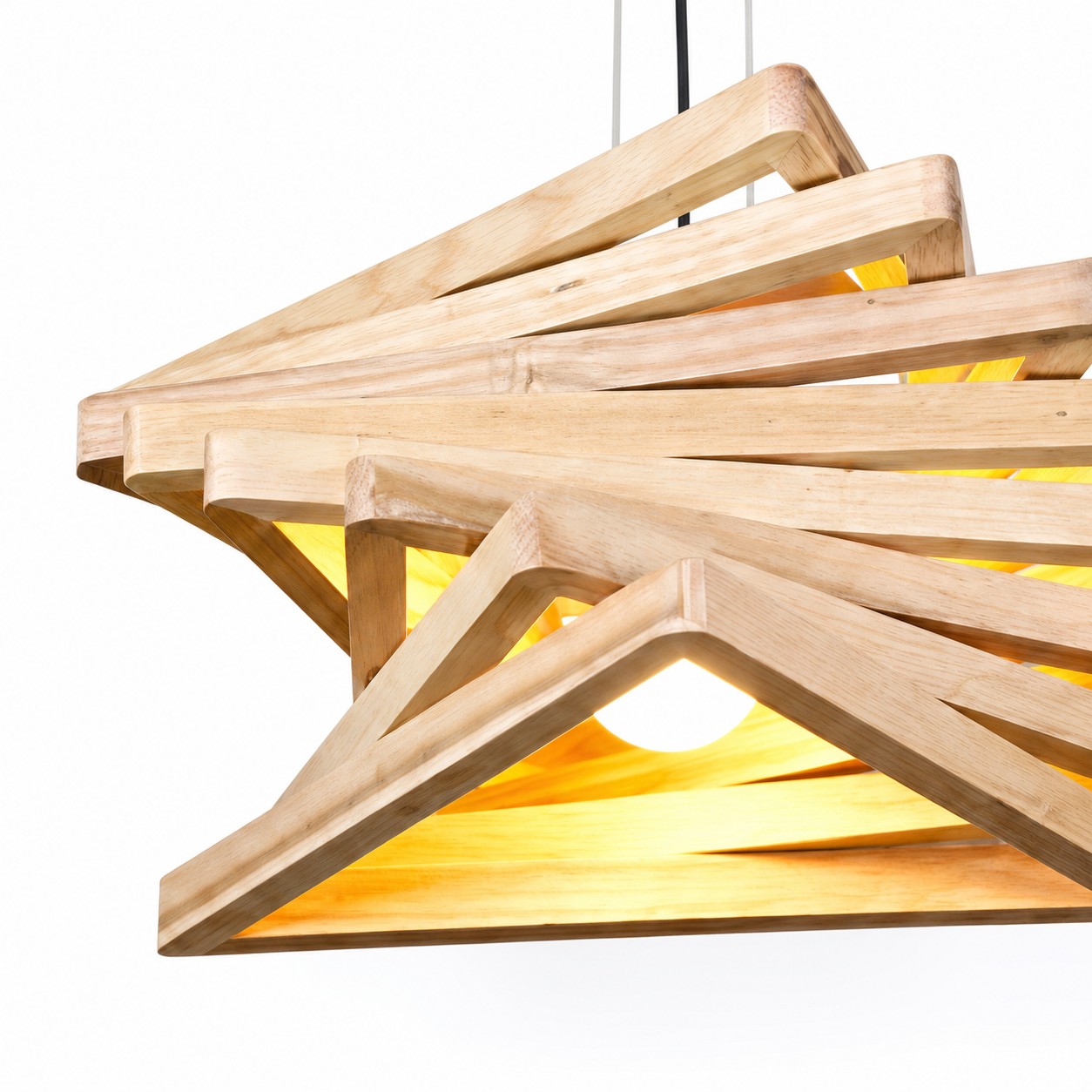 Natural wood slatted shade detail