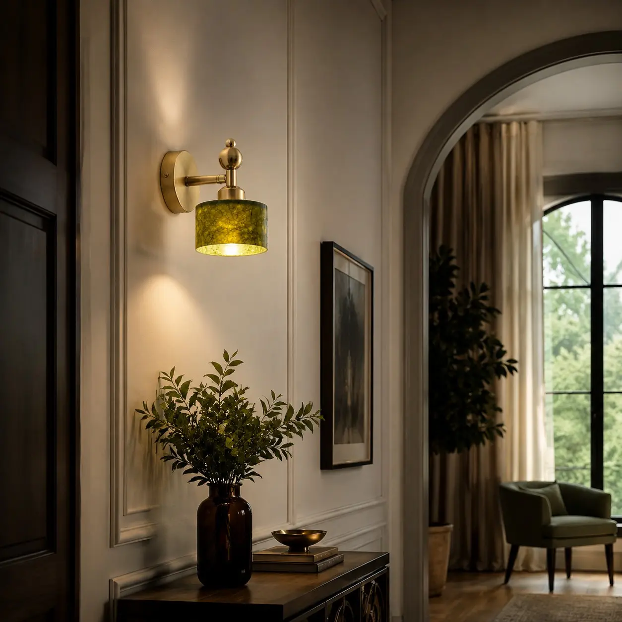 Wall light in a warm interior setting