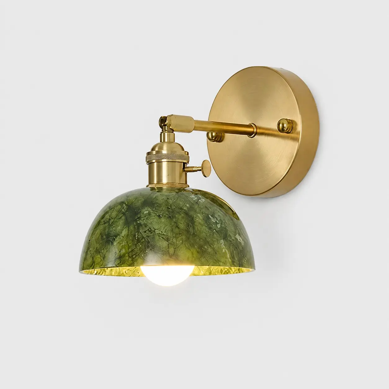 Dome shade green stone wall light
