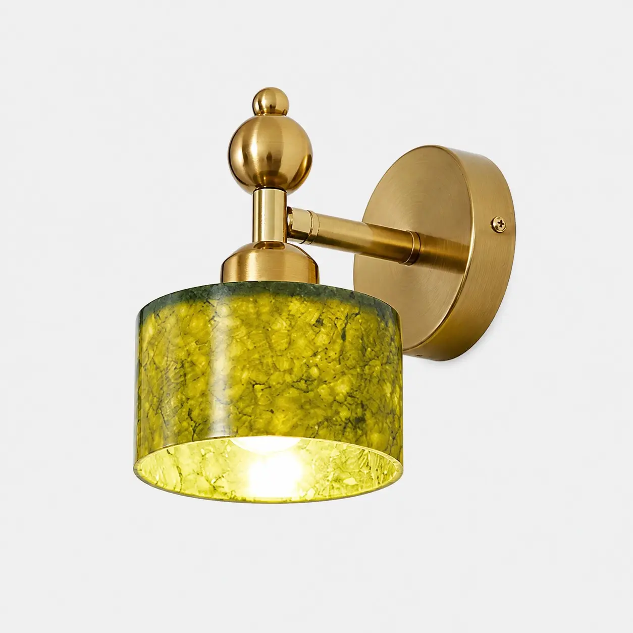Green stone wall light with decorative finial