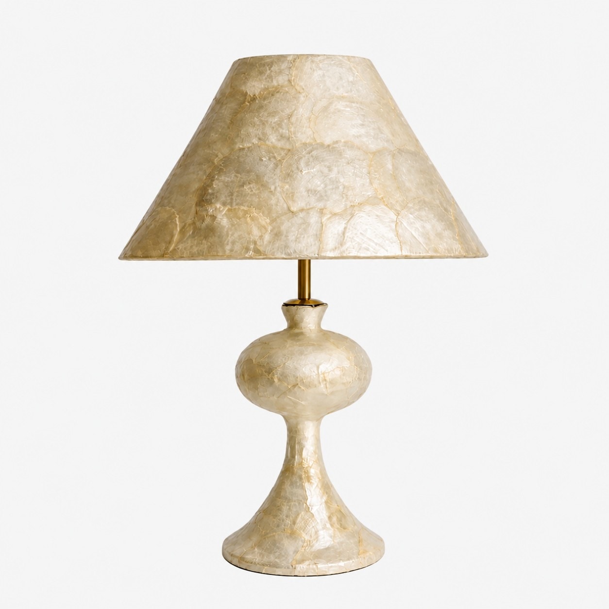 Capiz shell table lamp with sculptural shade and base